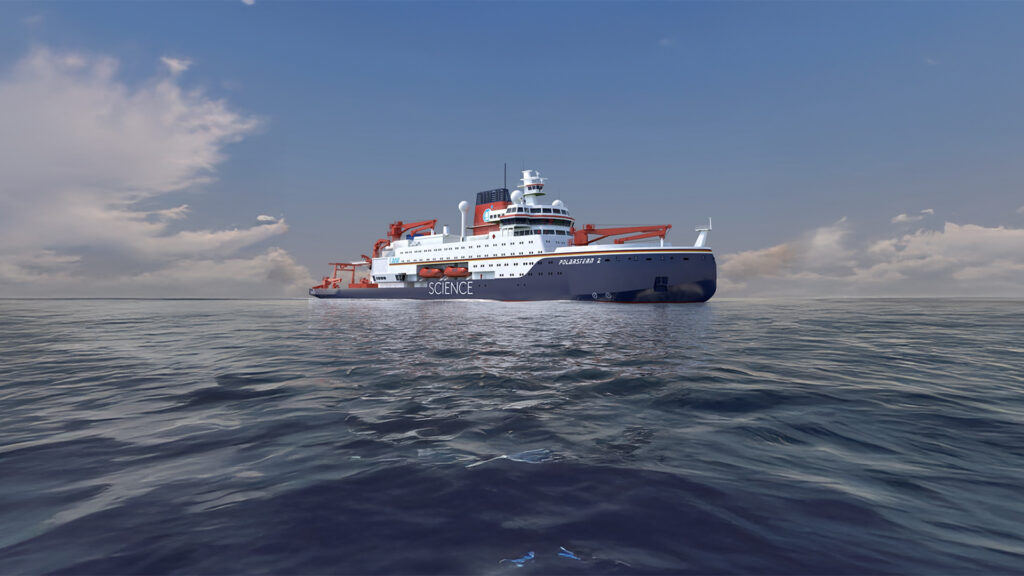 Visualization of Polarstern on the water.