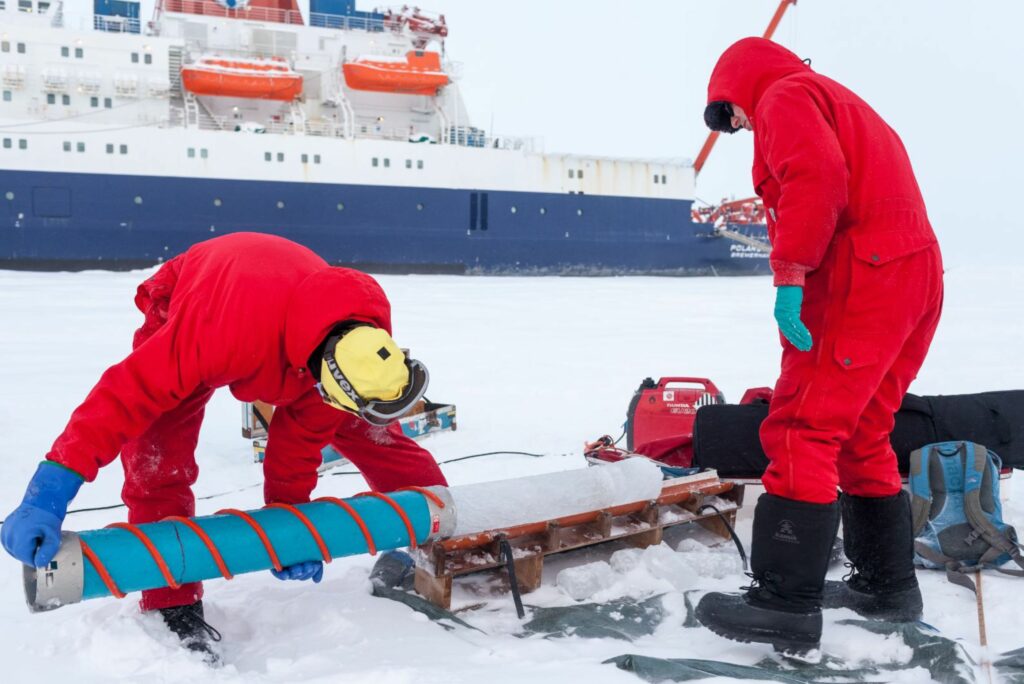 A core sample is being taken.